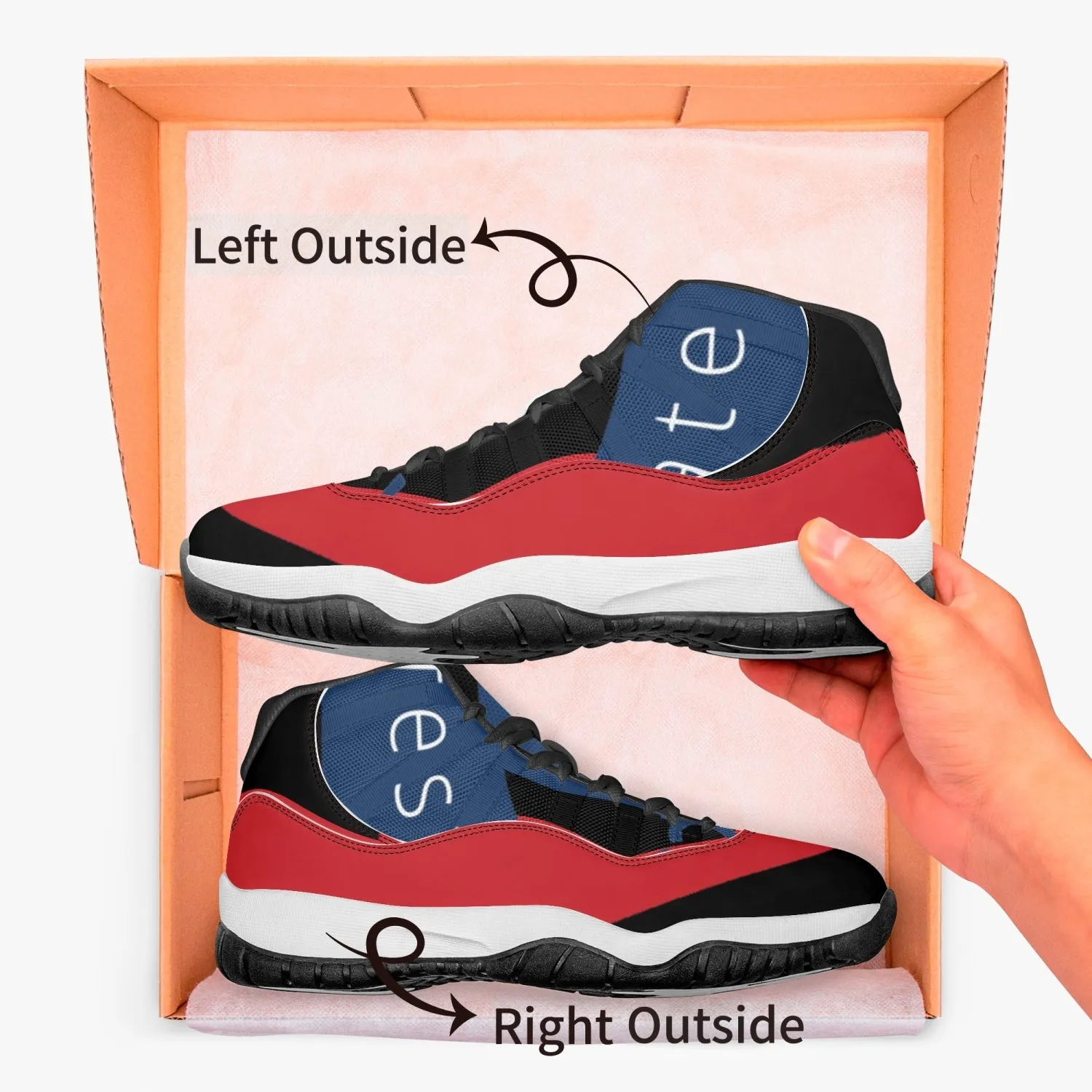 AJ11 Style Basketball Sneakers - Red, White and Blue