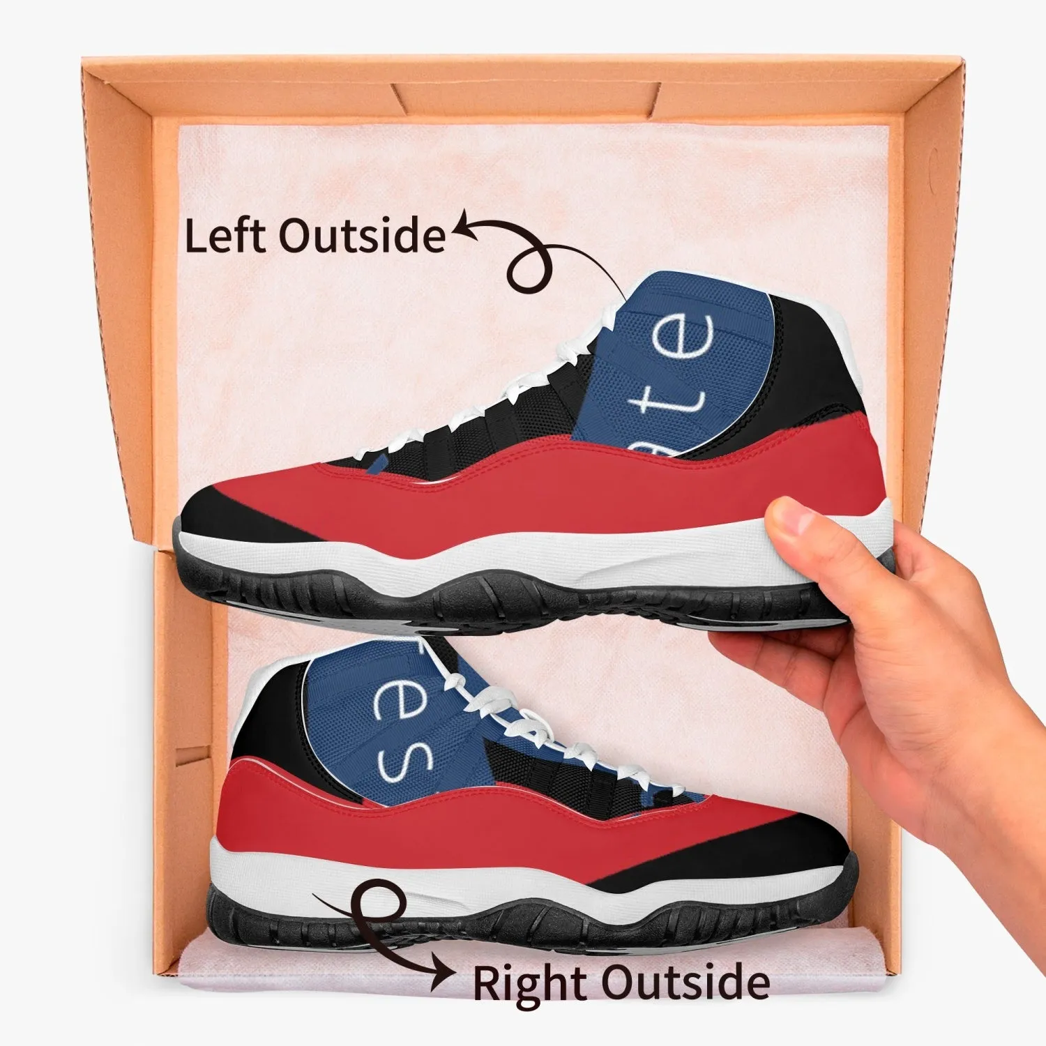 AJ11 Style Basketball Sneakers - Red, White and Blue