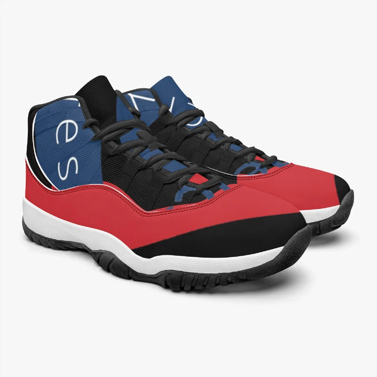 AJ11 Style Basketball Sneakers - Red, White and Blue