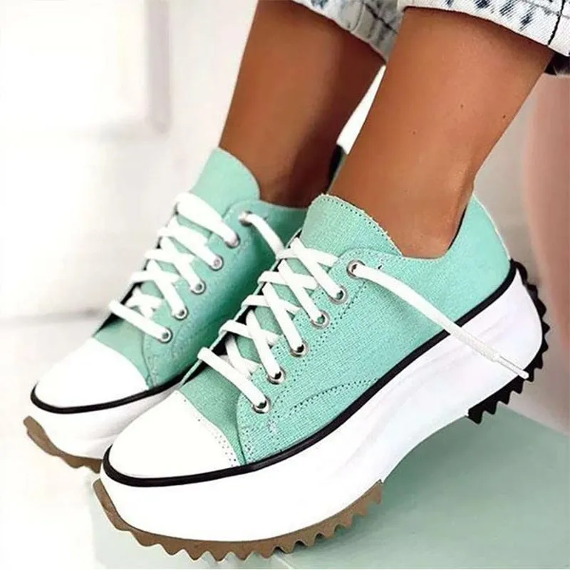 Amozae-Back to College New Women's Vulcanize Shoes Fashion Platform High Canvas Shoes Casual Sports Shoes Ladies Comfortable Lace Up Sneakers women