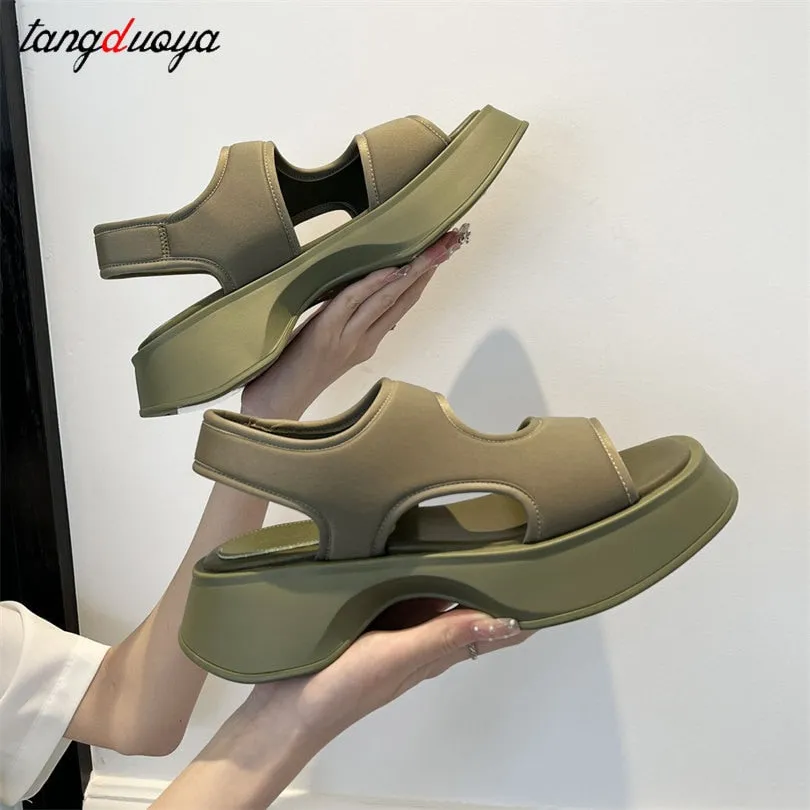 Amozae- Ladies Summer Sandals Platform Green Wedge Shoes Casual Comfort Sandals Shoes For Women Platform Sandals Open Toe Shoes 2024