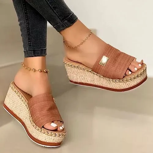 Amozae- latform Wedges Slippers Women Sandals New Female Shoes Fashion Heeled Shoes Casual Summer Slides Slippers Women