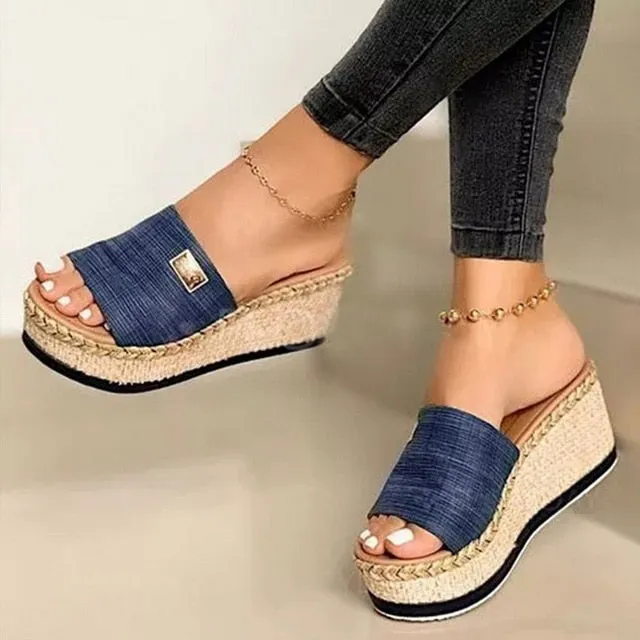 Amozae- latform Wedges Slippers Women Sandals New Female Shoes Fashion Heeled Shoes Casual Summer Slides Slippers Women