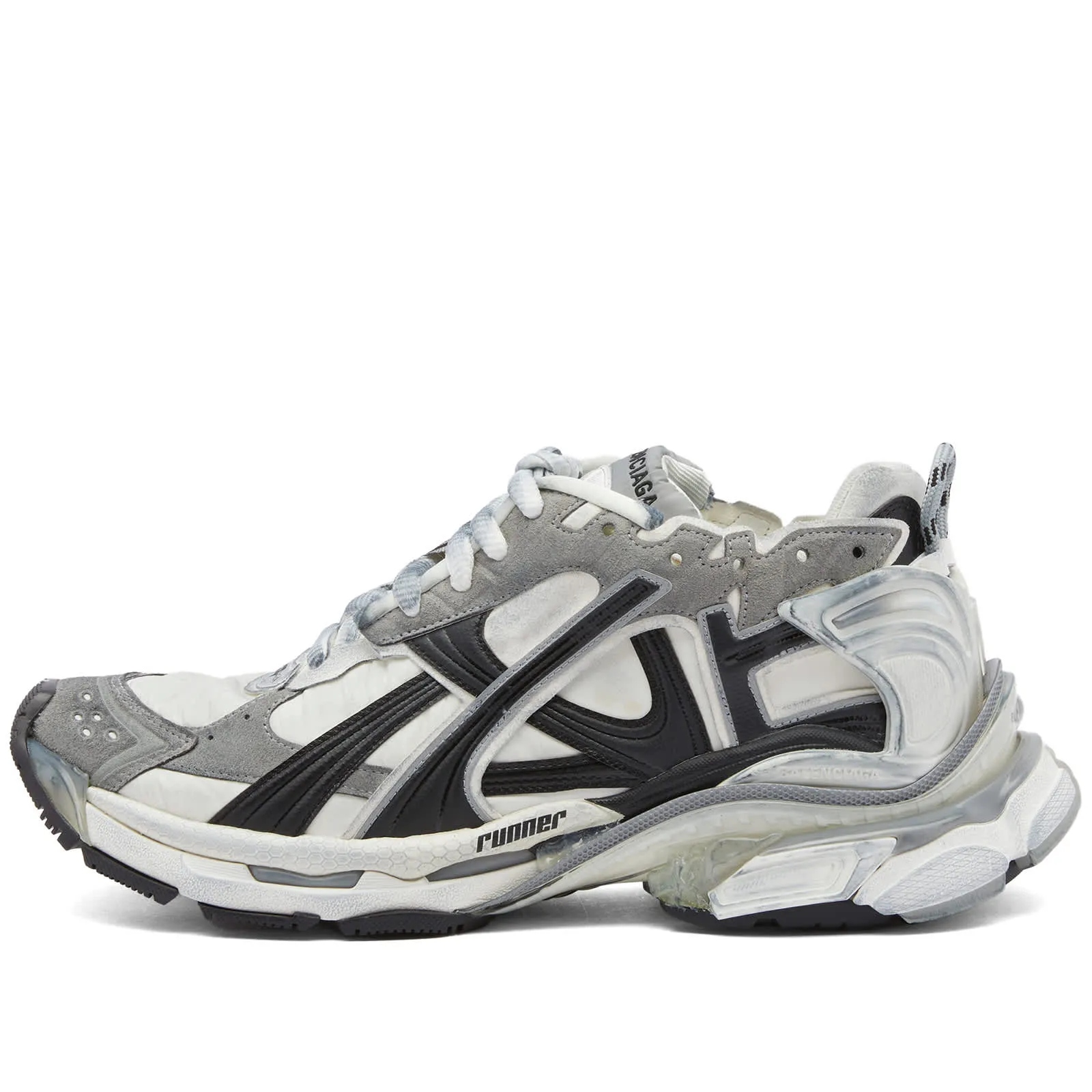 Balenciaga Runner Sneakers, Grey, White & Black