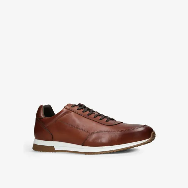 Bannister Leather Low Top Sneakers with Loake Stitching, Tan