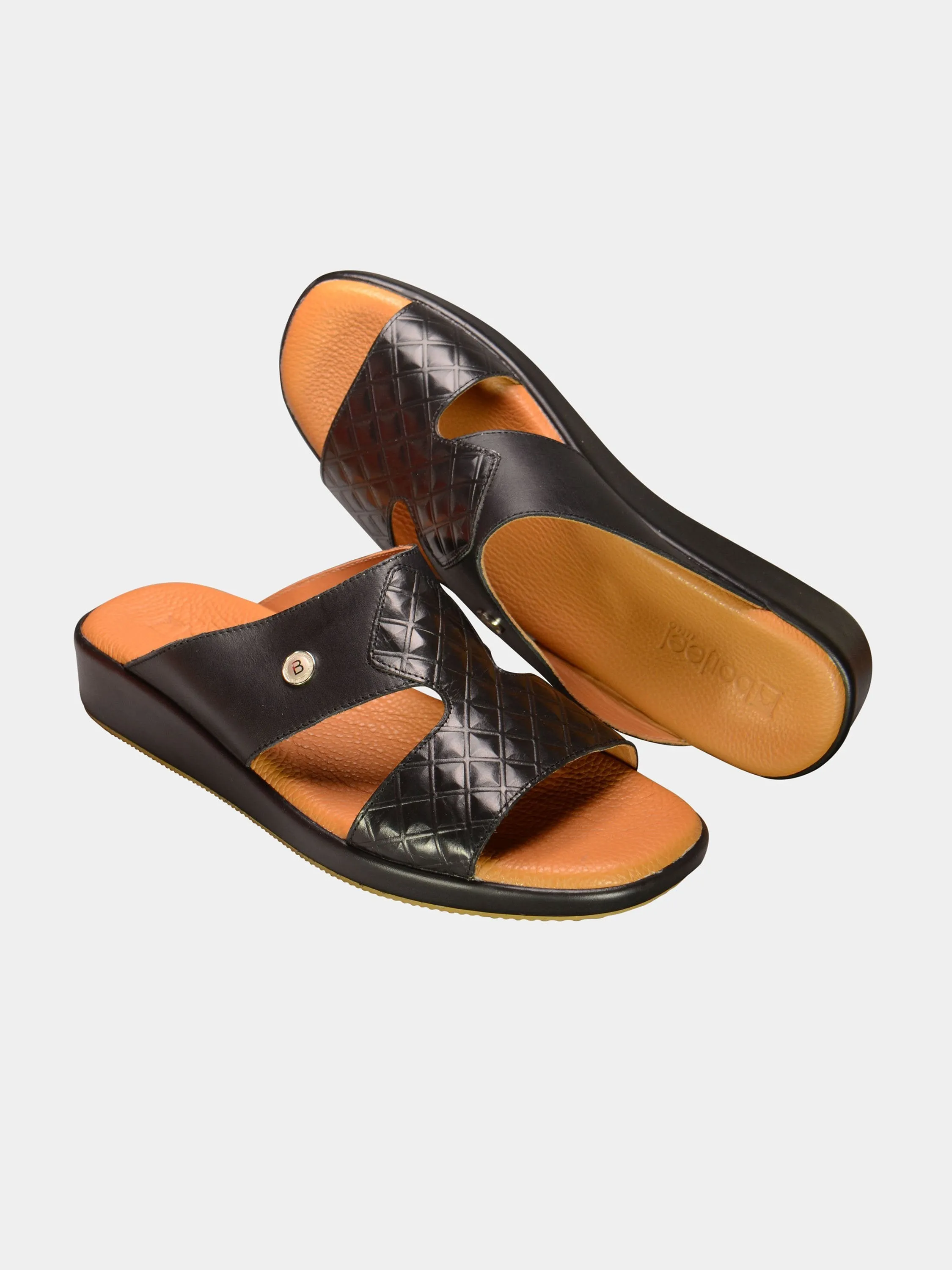 Barjeel Uno 000212 Harlequin Front Detail Arabic Leather Sandals