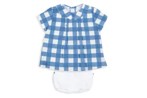 Blue Check Two-Piece Little Boy Short Set