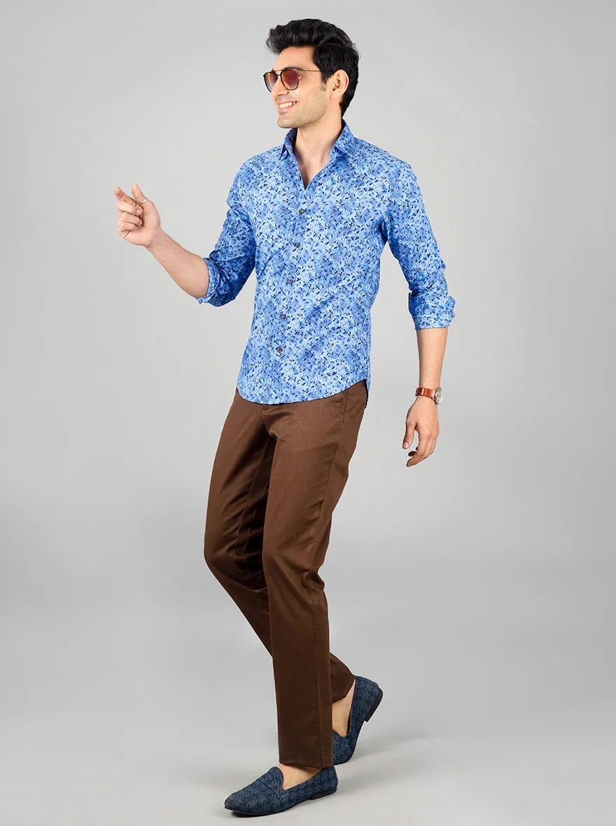 Brown Solid Slim Fit Casual Trouser | JadeBlue