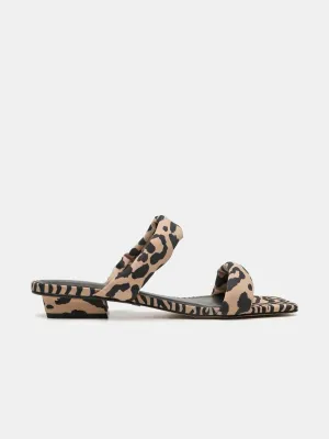 Carrano Women's Flat Duo Animal Print Strips Sandals