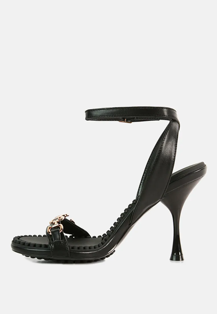 DAENERYS Black Horsebit Embellished Sandals