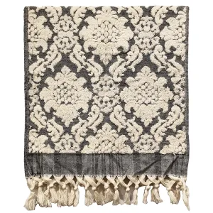 Damascus Design Natural Cotton Hand Towels Grey