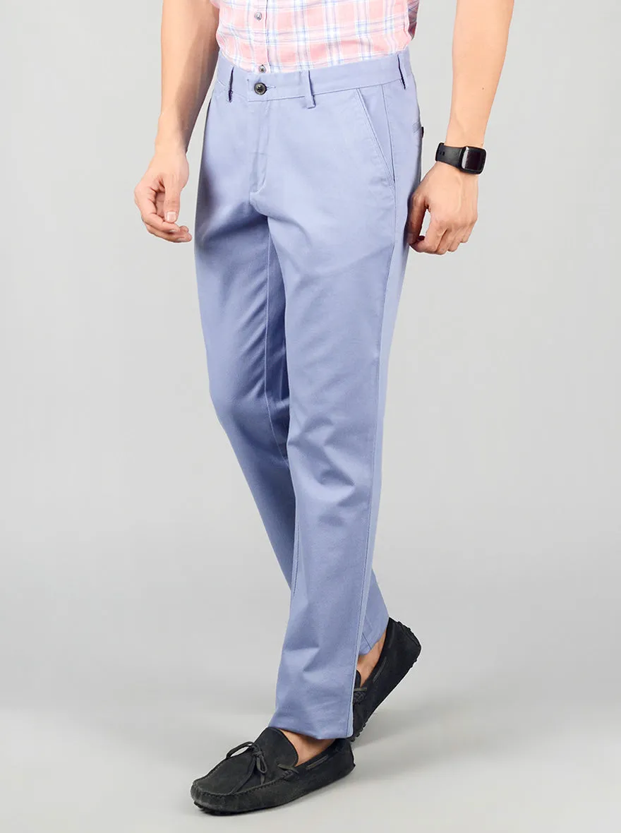 Dusk Blue Solid Slim Fit Casual Trouser | JadeBlue