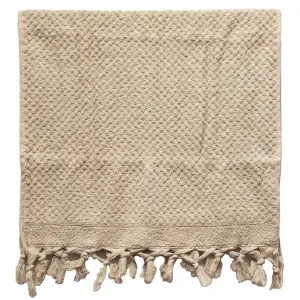 Ecru Dotted Natural Cotton Hand Towel