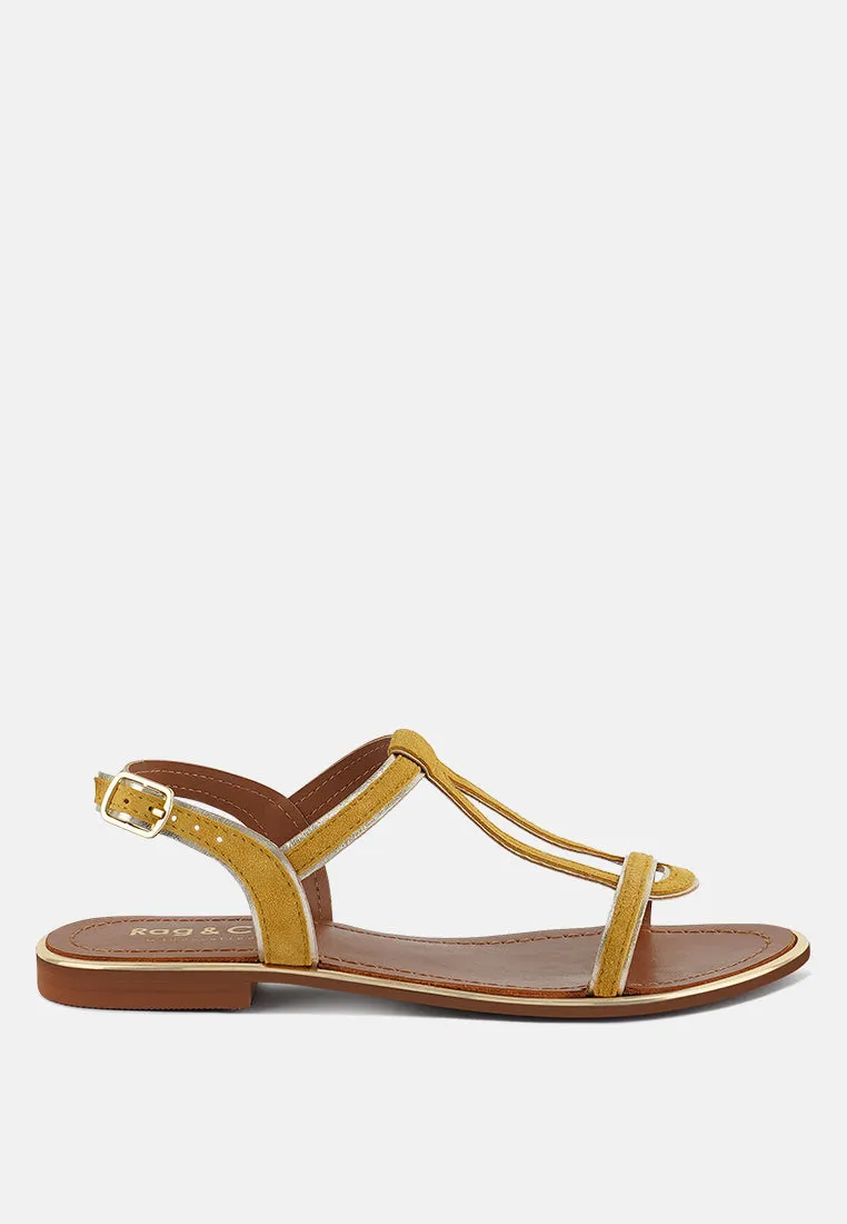 FEODORA Yellow Flat Slip-on Sandals