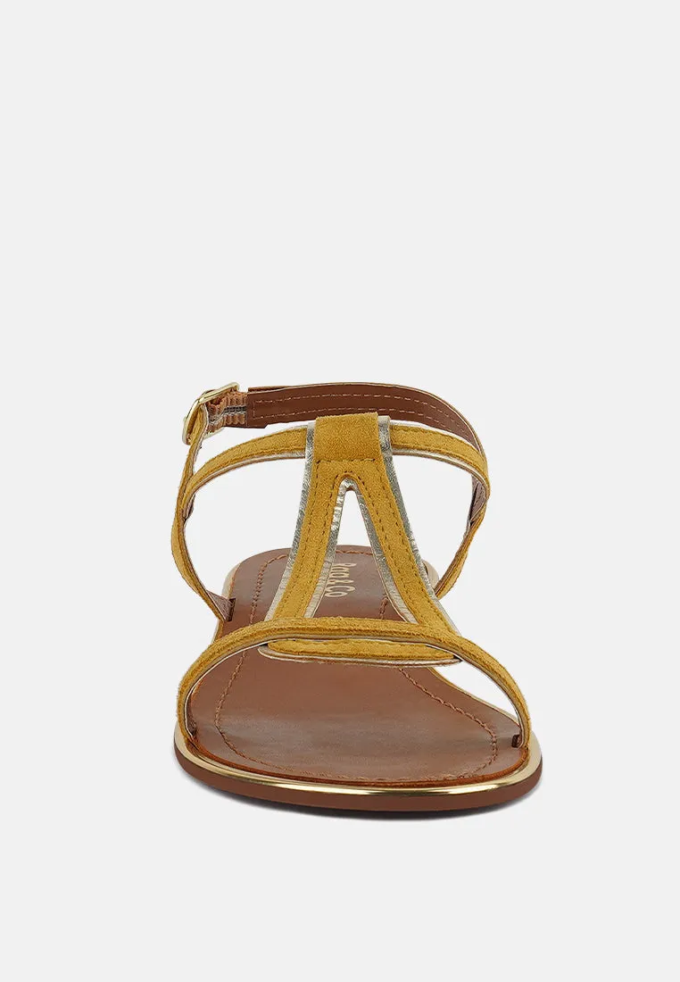 FEODORA Yellow Flat Slip-on Sandals