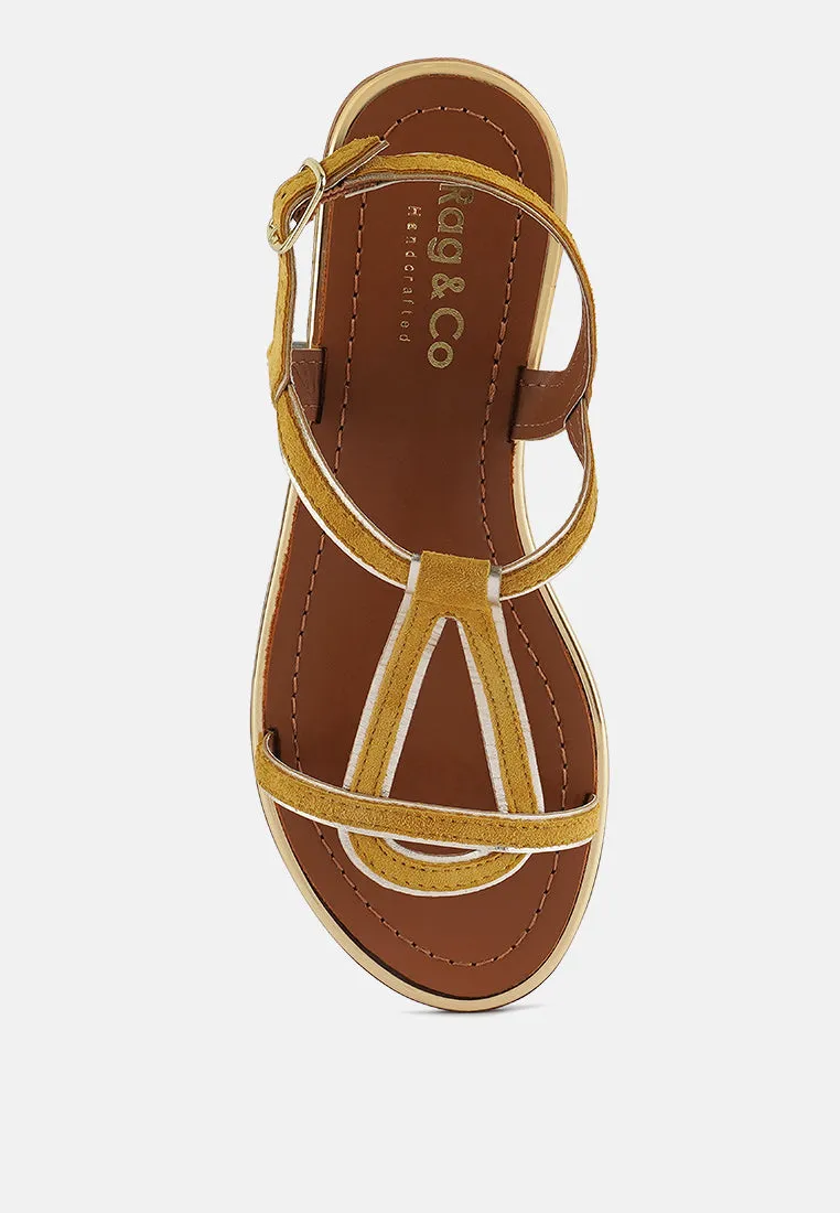 FEODORA Yellow Flat Slip-on Sandals