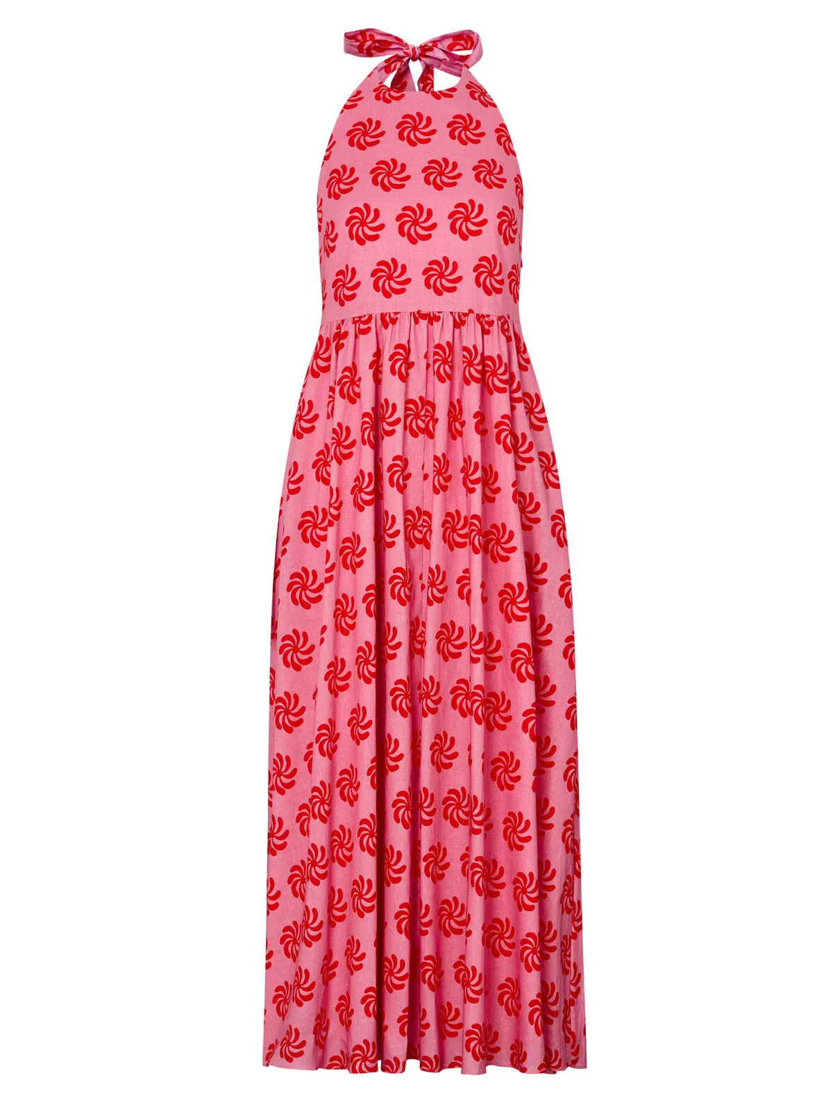 Freya Pink Geo Floral Halter Neck Maxi Dress