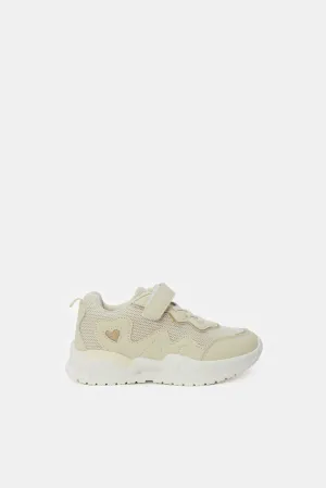 Girls Beige Mesh Trainers