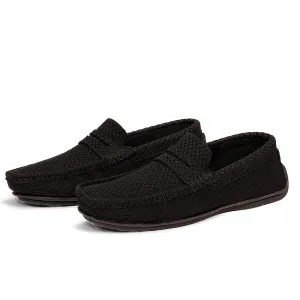 GREENSOLE JET BLACK MOC MENS SHOES LOAFERS