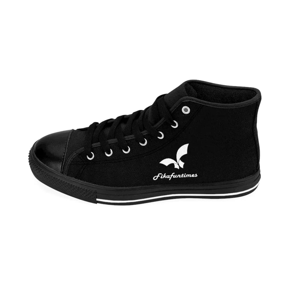 High Top Breathable Canvas Lace-Up Fikafuntimes Logo Print Sneakers