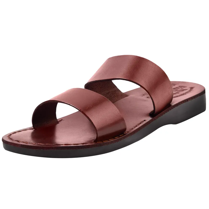 Holy Land Market Men/Women Biblical Jesus Leather Sandals/Slides From Jerusalem (Good Shepherd I)