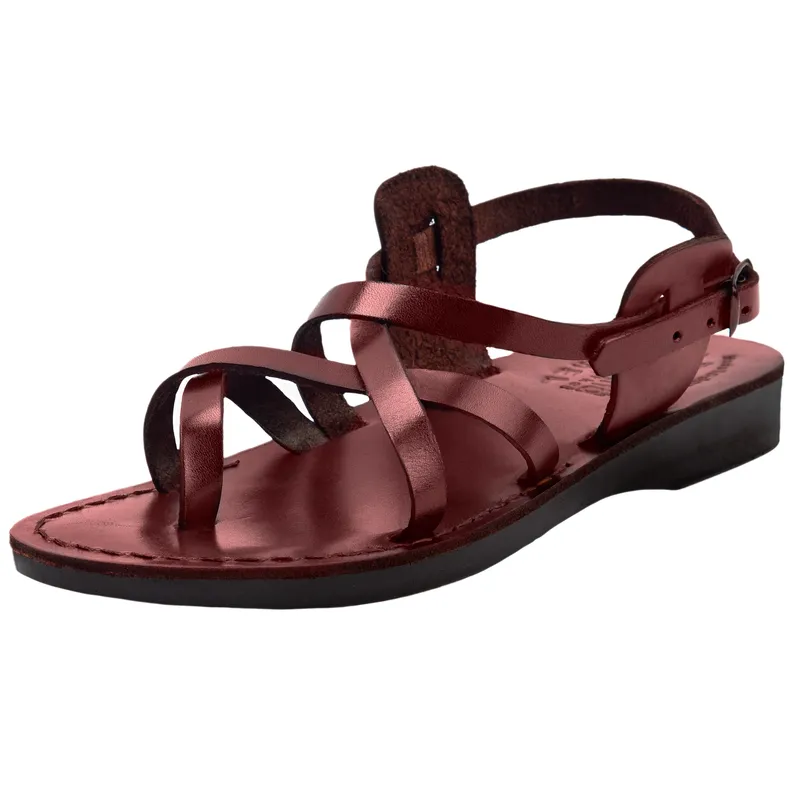 Holy Land Market Men/Women Biblical Jesus Leather Sandals/Slides From Jerusalem (Jesus Style IV)