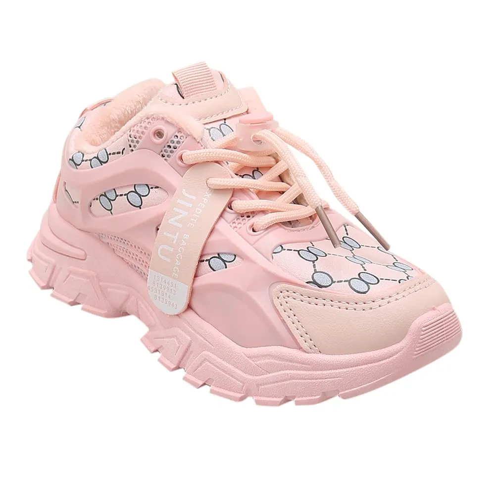 Hopscotch Girls PU All-Over Print Athletic Shoes in Pink Color,UK:13 (FAQ-4298043)