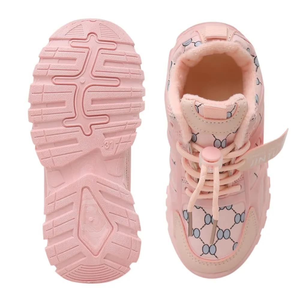 Hopscotch Girls PU All-Over Print Athletic Shoes in Pink Color,UK:13 (FAQ-4298043)