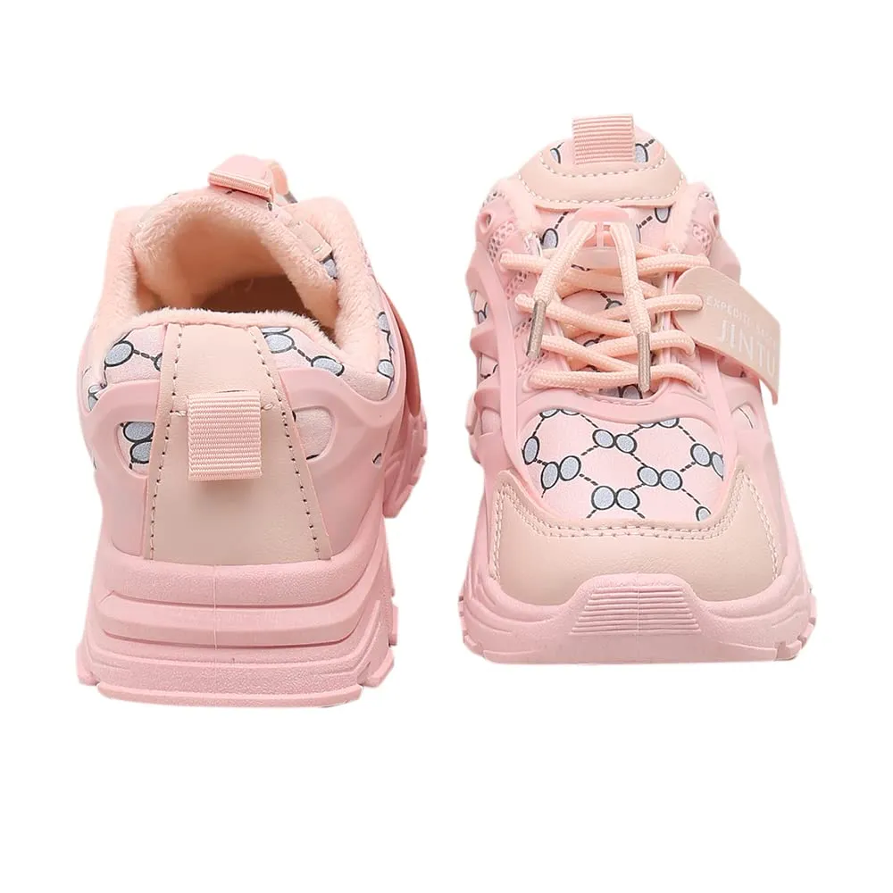 Hopscotch Girls PU All-Over Print Athletic Shoes in Pink Color,UK:13 (FAQ-4298043)