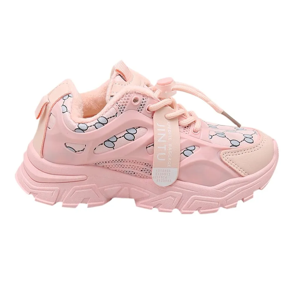 Hopscotch Girls PU All-Over Print Athletic Shoes in Pink Color,UK:13 (FAQ-4298043)