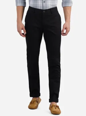 Jet Black Solid Super Slim Fit Casual Trouser | Greenfibre