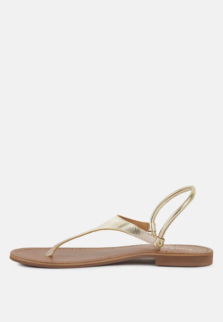 MADELINE Gold Flat Thong Sandals