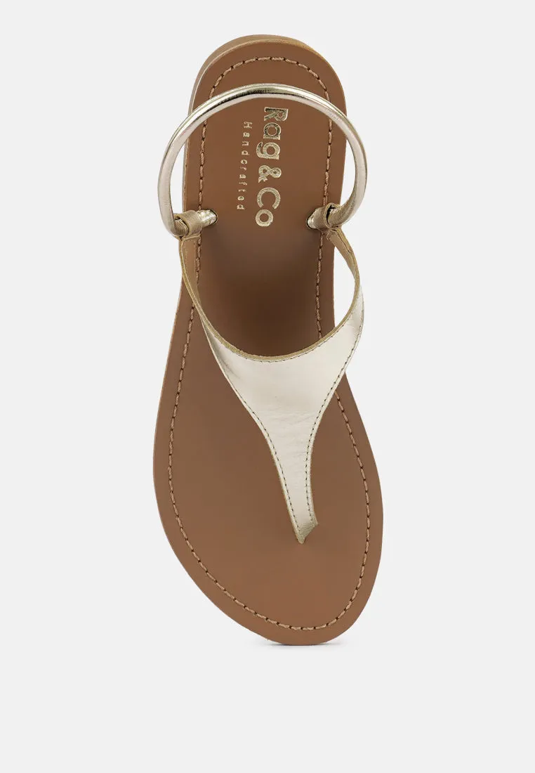 MADELINE Gold Flat Thong Sandals