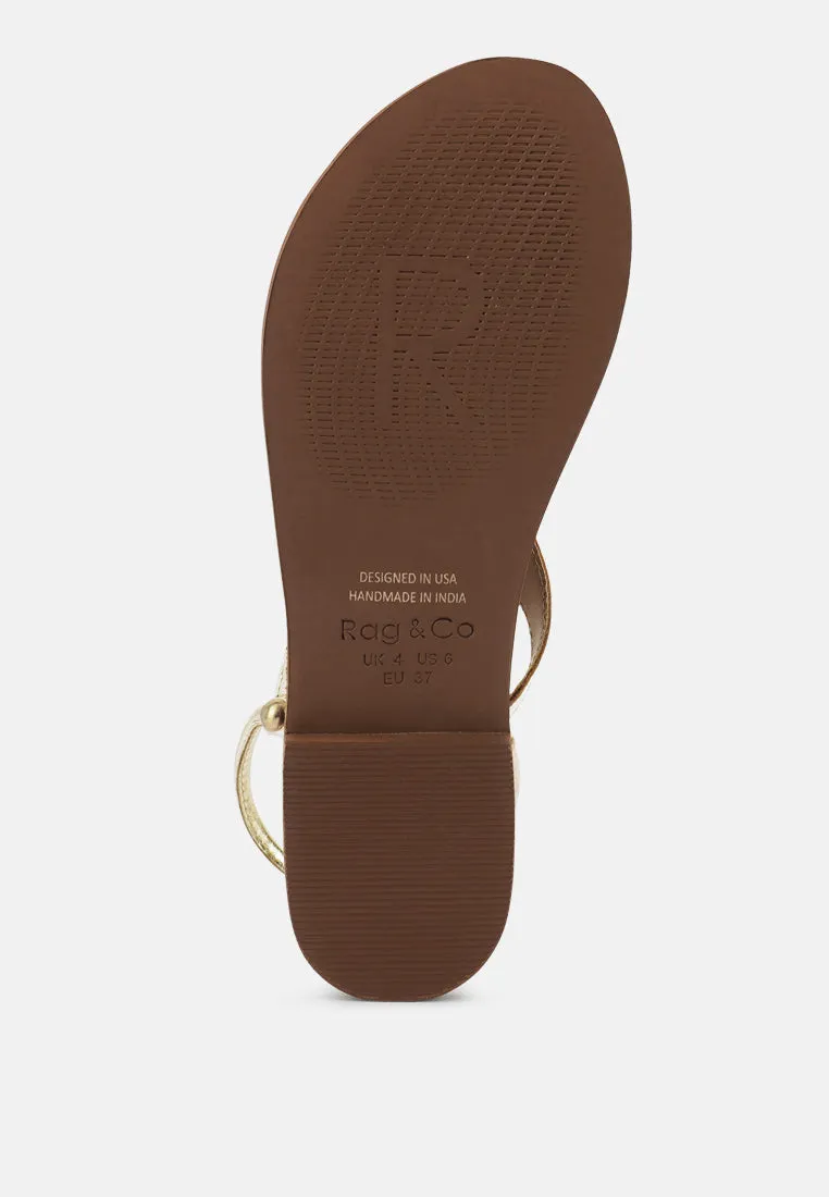 MADELINE Gold Flat Thong Sandals