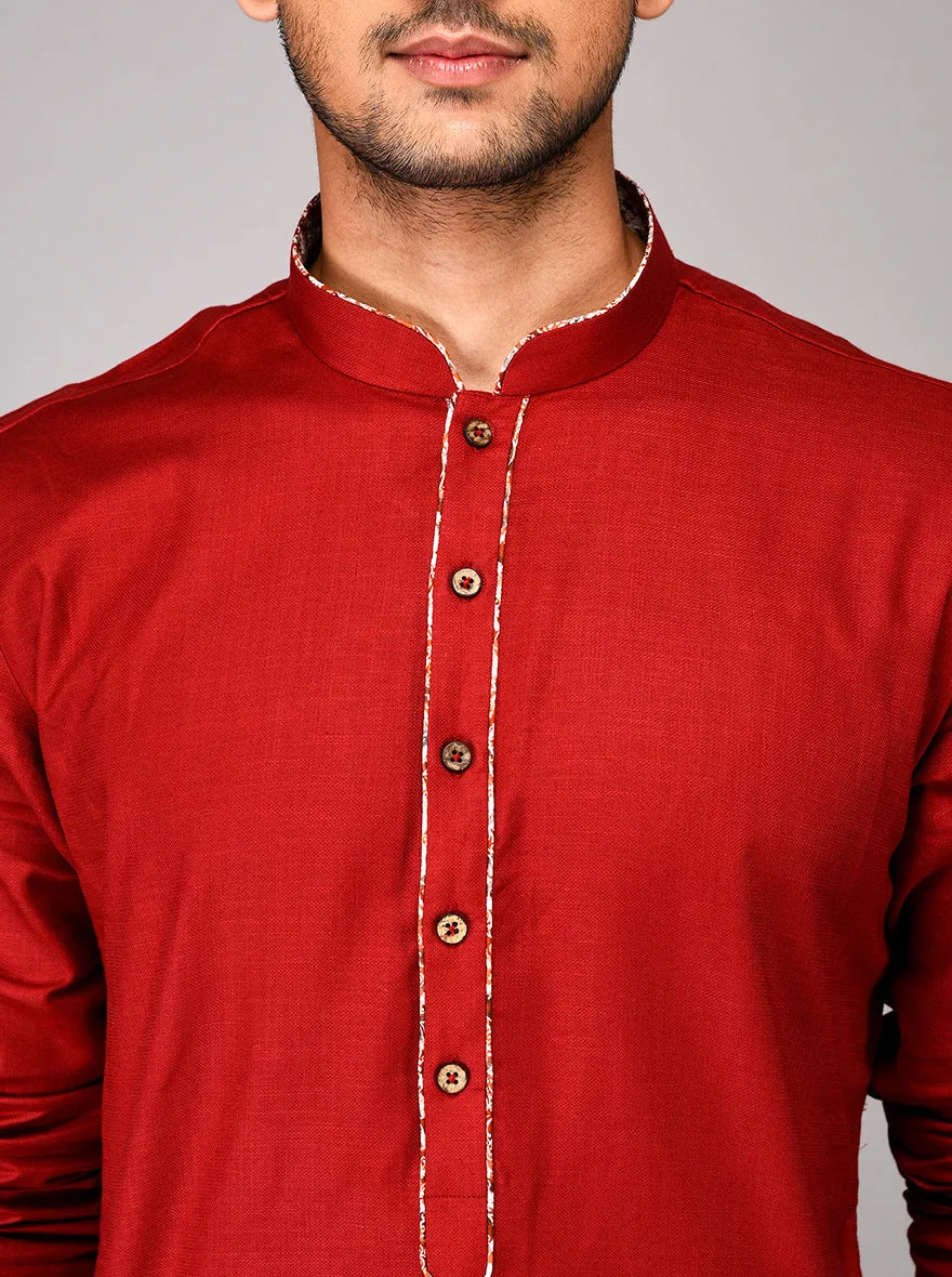 Maroon Solid Kurta | Azania