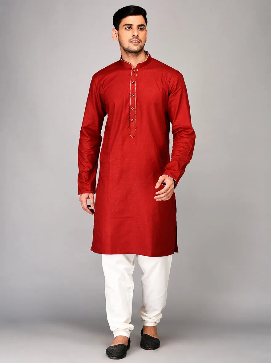 Maroon Solid Kurta | Azania