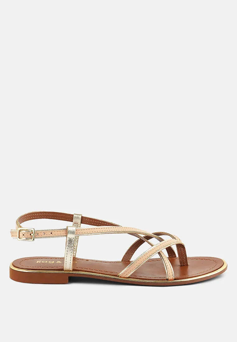 PHEOBE Strappy Beige Flat Sandals