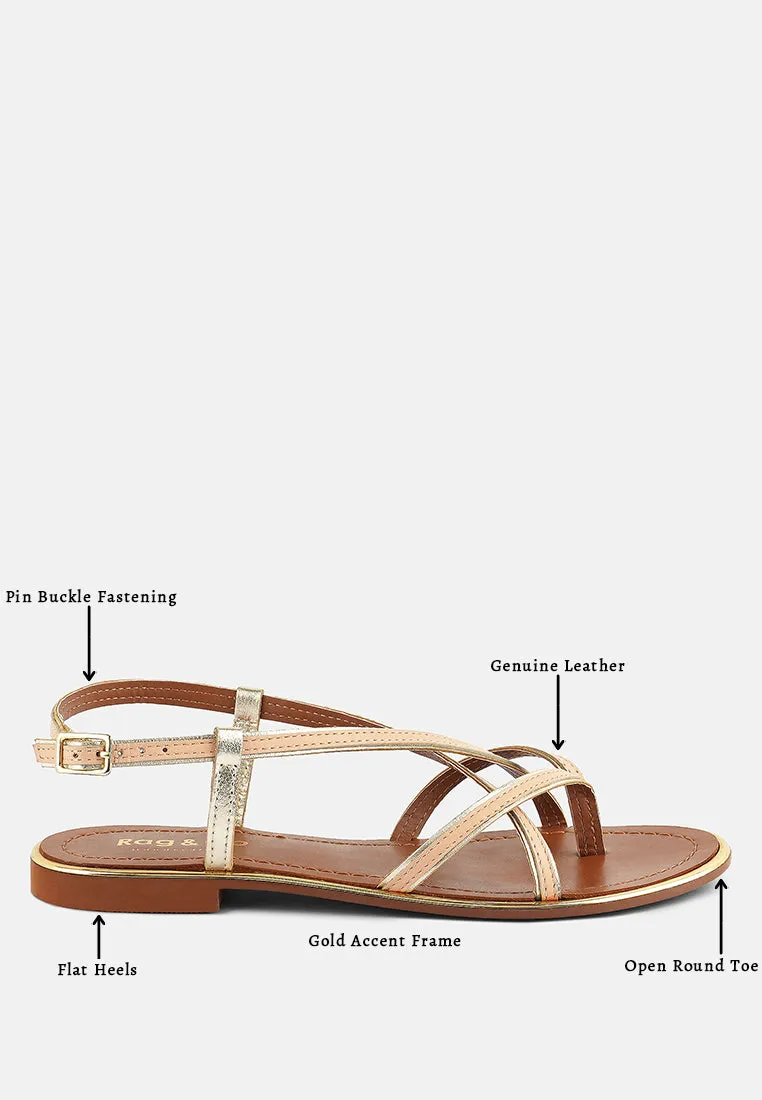 PHEOBE Strappy Beige Flat Sandals