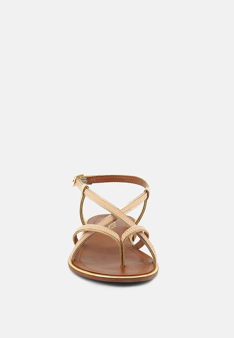 PHEOBE Strappy Beige Flat Sandals