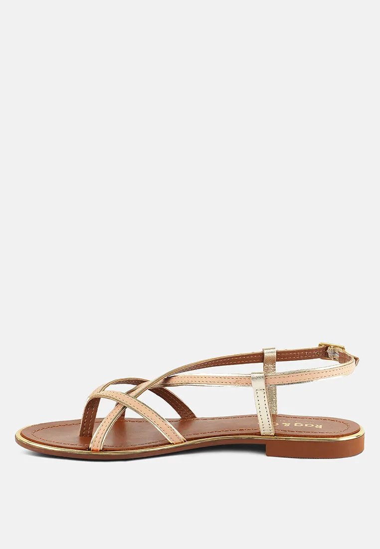 PHEOBE Strappy Beige Flat Sandals