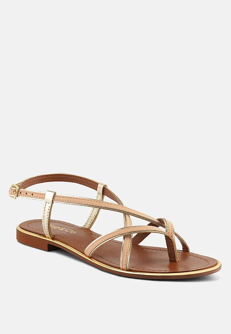 PHEOBE Strappy Beige Flat Sandals