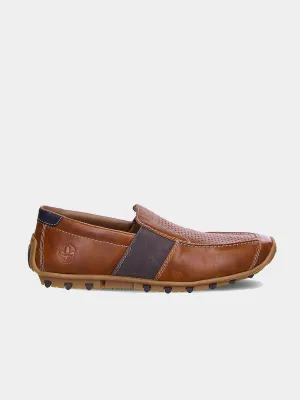 Rieker 08965 Men's Slip-On Brown Loafers