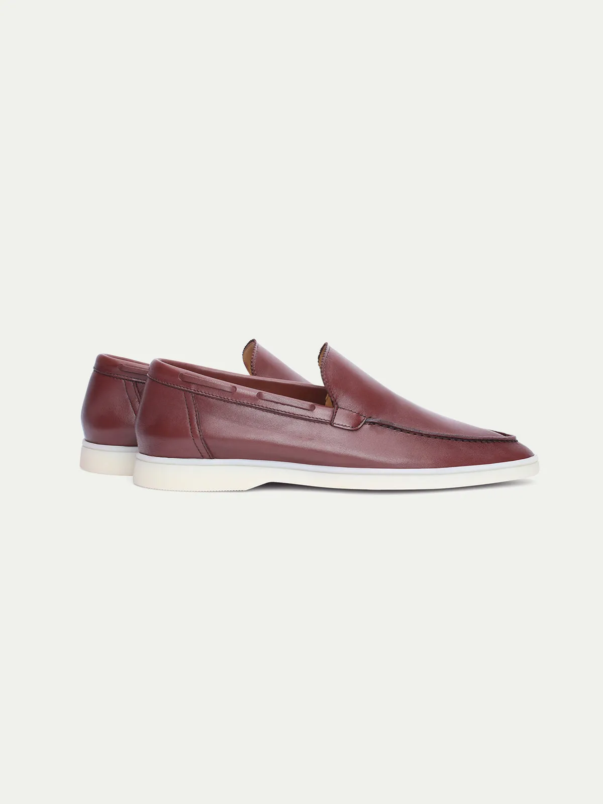 Rosewood Leather Yacht Loafers