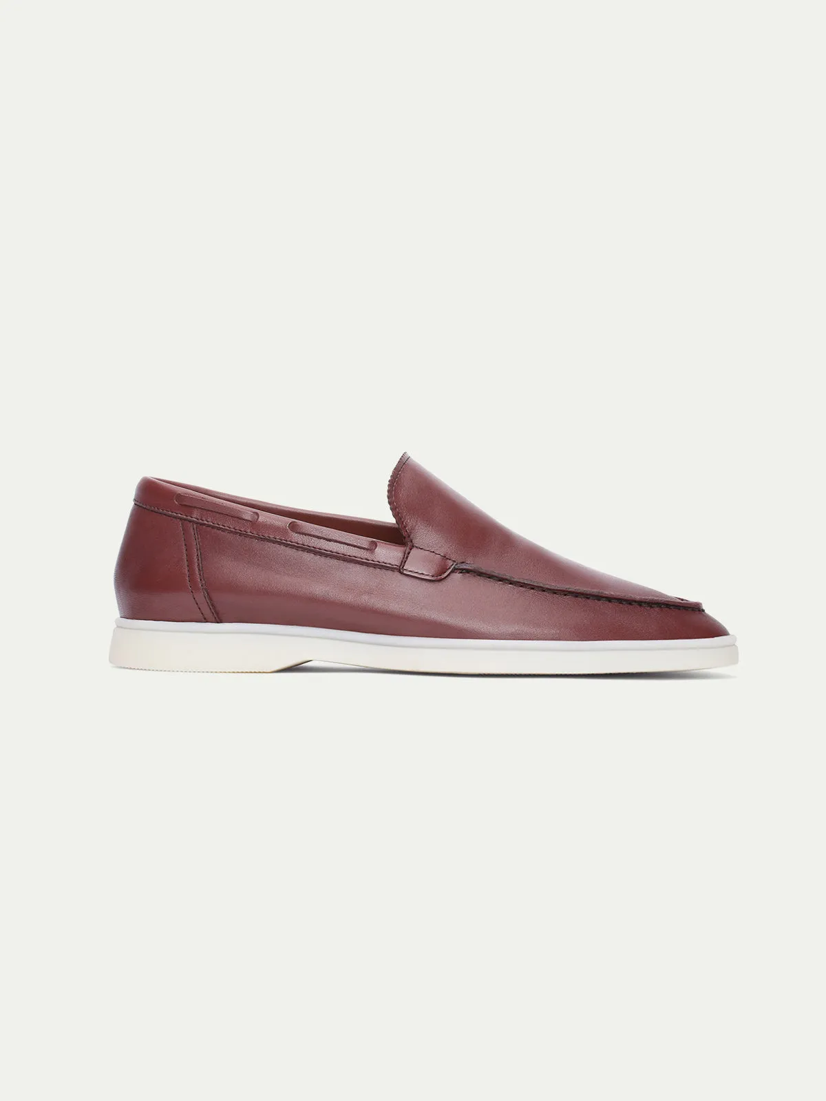 Rosewood Leather Yacht Loafers