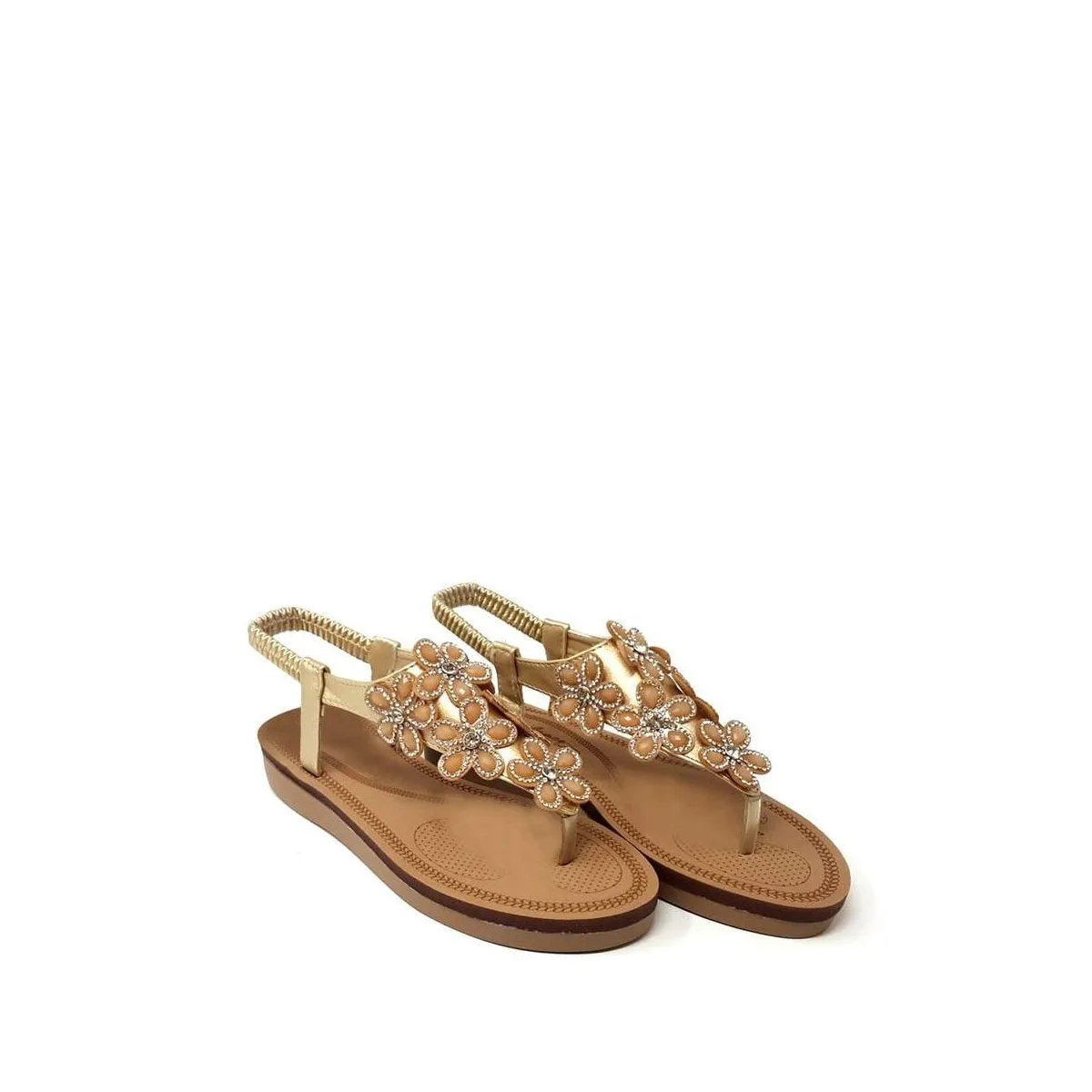 Roxina Toe-Post Diamante Flowers Sandal