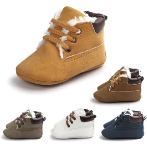 Winter Baby Boys Shoes Suede Leather Sneaker Toddler Baby Shoes Anti-Slip Soft Soled Lace up Snow Boots Warm Baby Boot