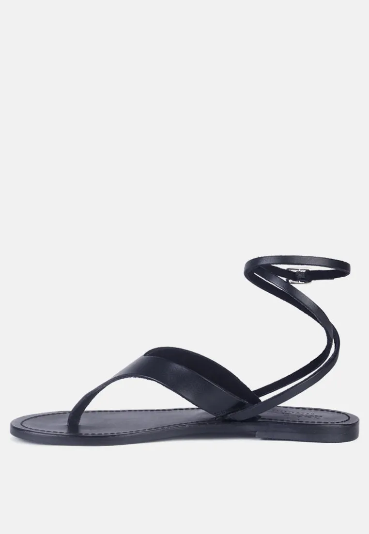 WRAP-UP Tie around Black Flat Sandals