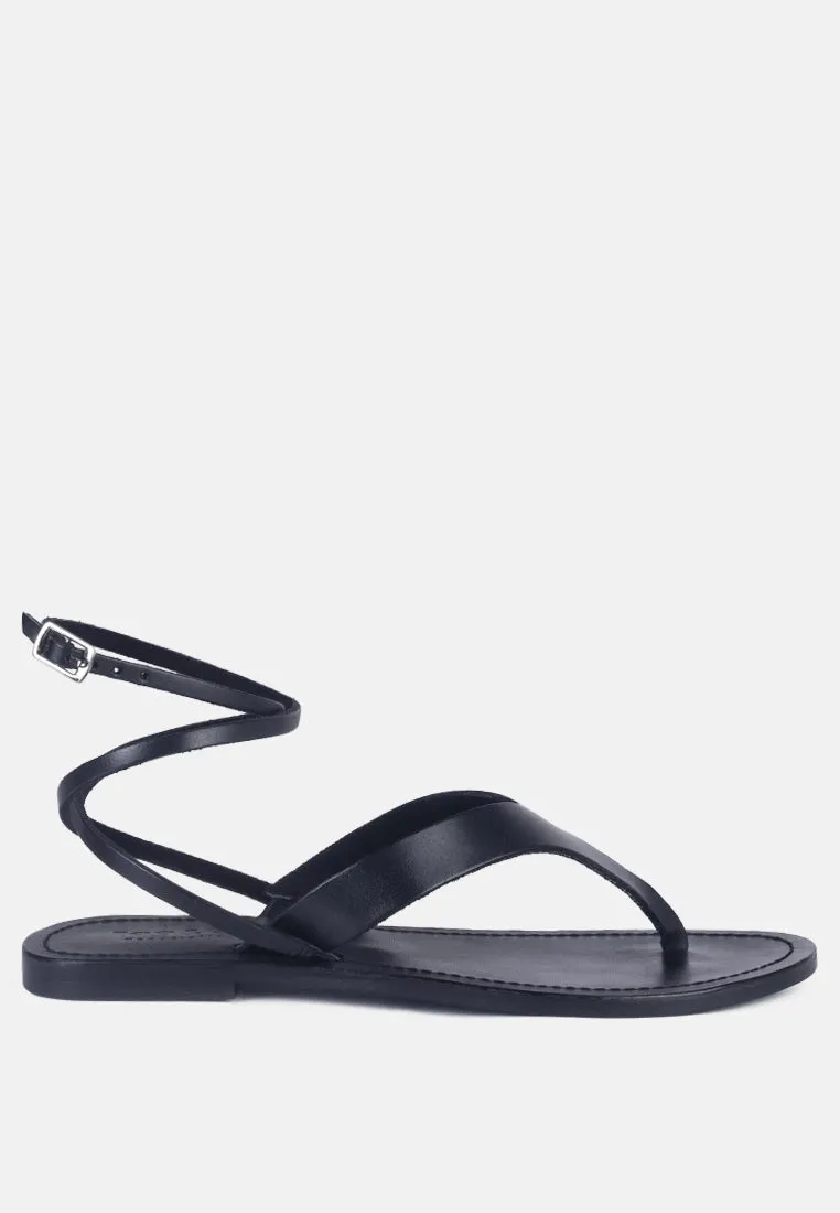 WRAP-UP Tie around Black Flat Sandals